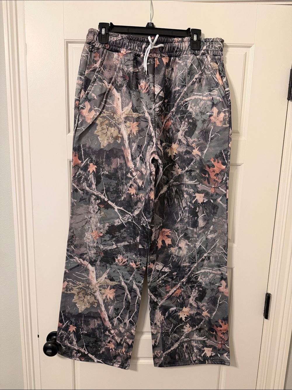 Camouflage Jogger Pants with Pink & Olive Leaf Print